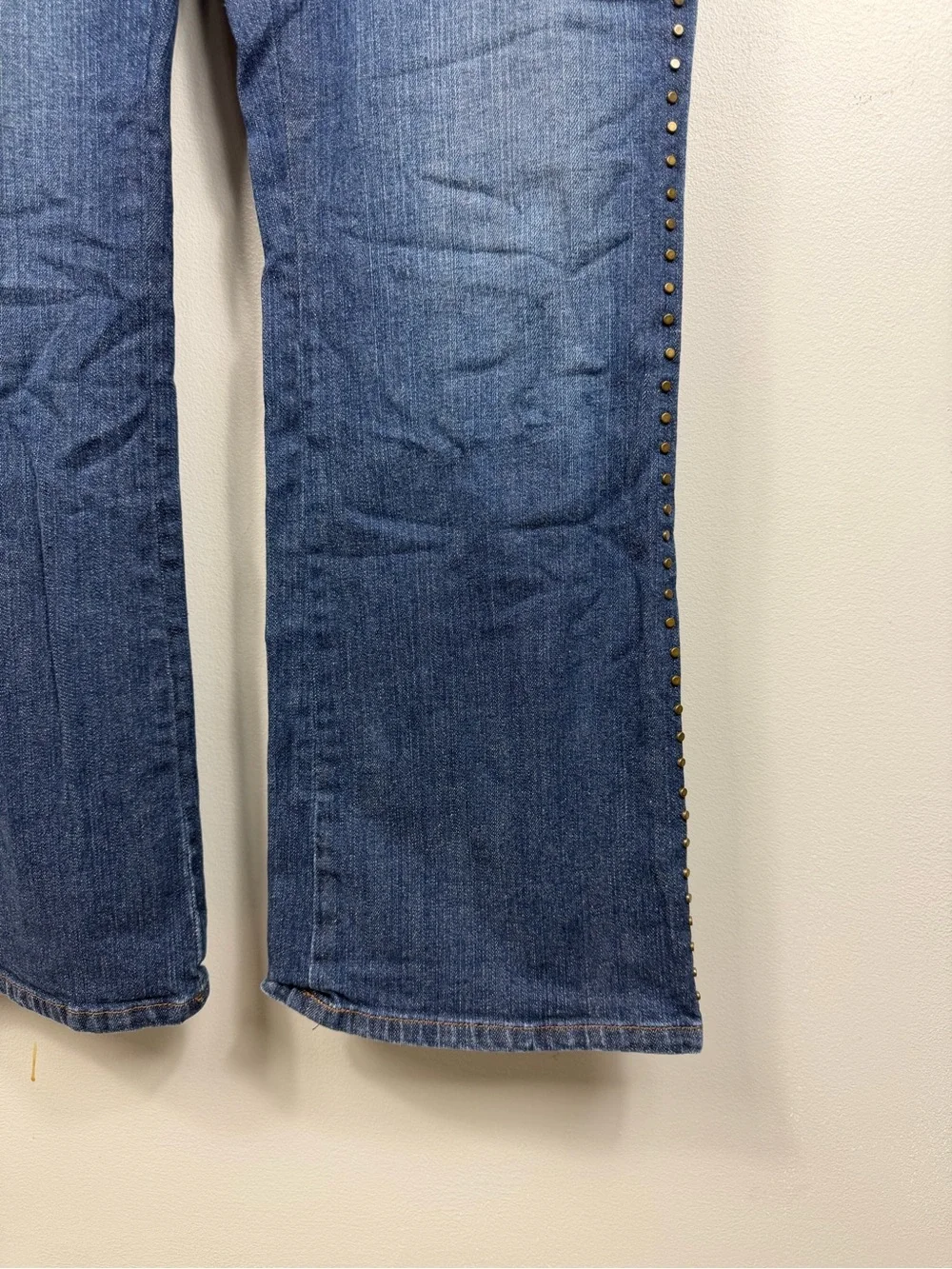 Lauren Ralph Lauren Jeans Womens 12 Dark Wash Studded Side Seam Stretch Straight